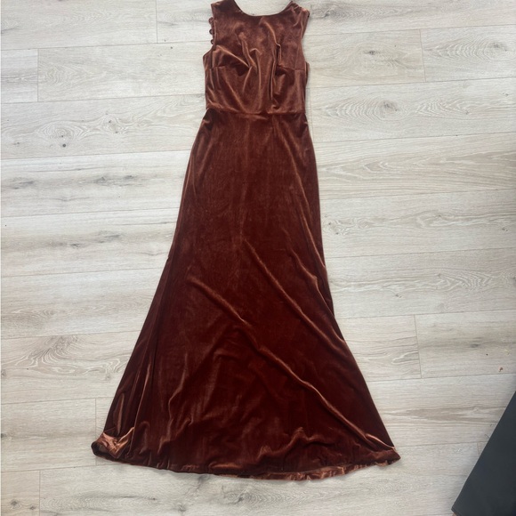 Revelry Rust Velvet Cleo fall maxi formal bridesmaid dress - Picture 2 of 5